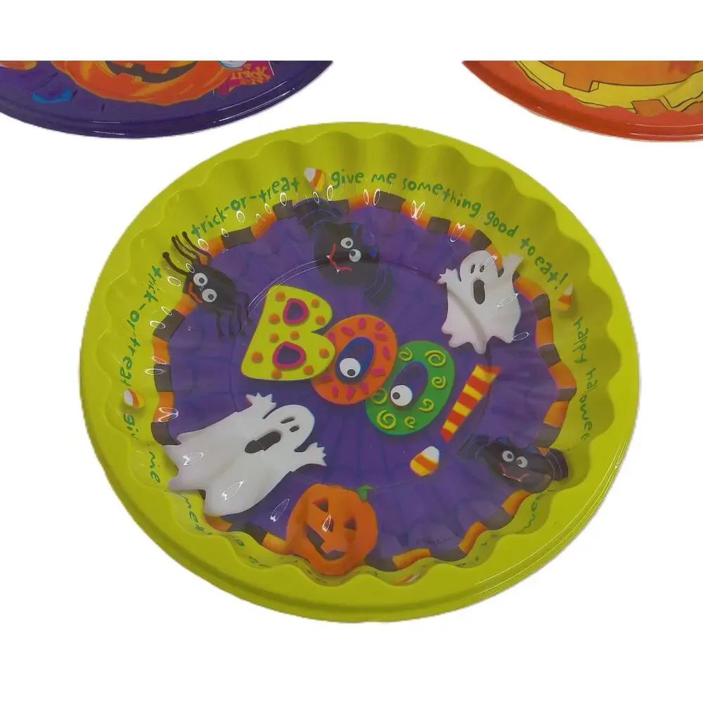Vintage Ullman Halloween Plates Bowls Set Jack-O-Lantern Black Cat Ghost BOO